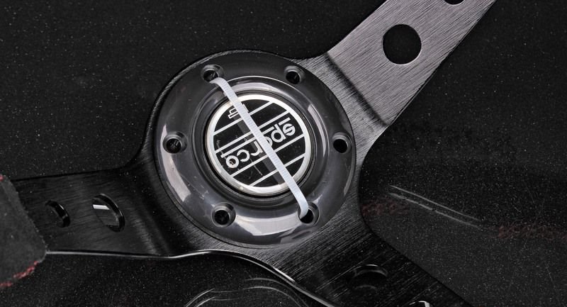 Руль 350 мм Sparco style, большой вылет, замша, красная нить