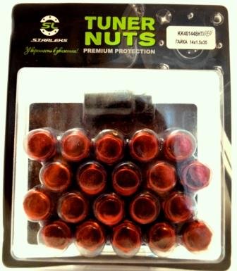 Комплект колесных гаек ST401444HT/RD - красный хром