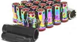 Комплект колесных кованных гаек Drinty Racing Nuts М12х1.25 - радужный хром, черный хром