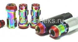 Комплект колесных кованных гаек Drinty Racing Nuts М12х1.25 - радужный хром, черный хром