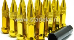 Комплект колесных гаек Пики - 12*1.5 - 20шт. - золотые