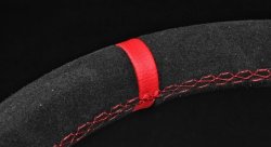 Руль 350 мм Sparco style, большой вылет, замша, красная нить