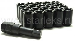 Гайка M12X1,25 черный, высота 32 мм, D=20мм