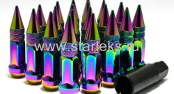 Комплект колесных гаек "пики" 12*1.25  20шт. - радужный хром
