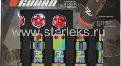 Комплект колесных кованных гаек Drinty Racing Nuts М12х1.25 - радужный хром, черный хром
