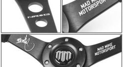 Руль 350 мм, большой вылет, замша, черная нить, "MM" Mad Mike Formula Drift, черный