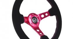 Руль 350 мм, большой вылет, замша, розовый