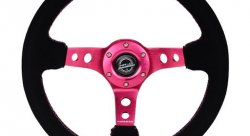 Руль 350 мм, большой вылет, замша, розовый