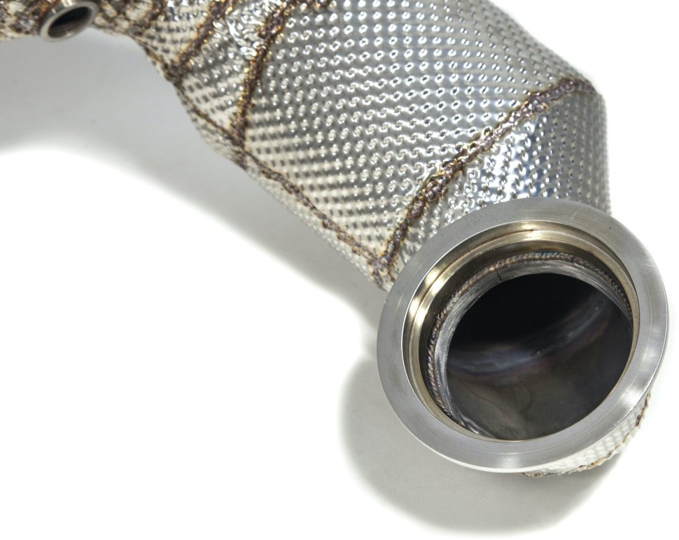 Приемная труба (даунпайп) VW-DP-0223 BlackRock Lab VAG 1.8, 2.0 TSI MQB передний привод, термоэкран