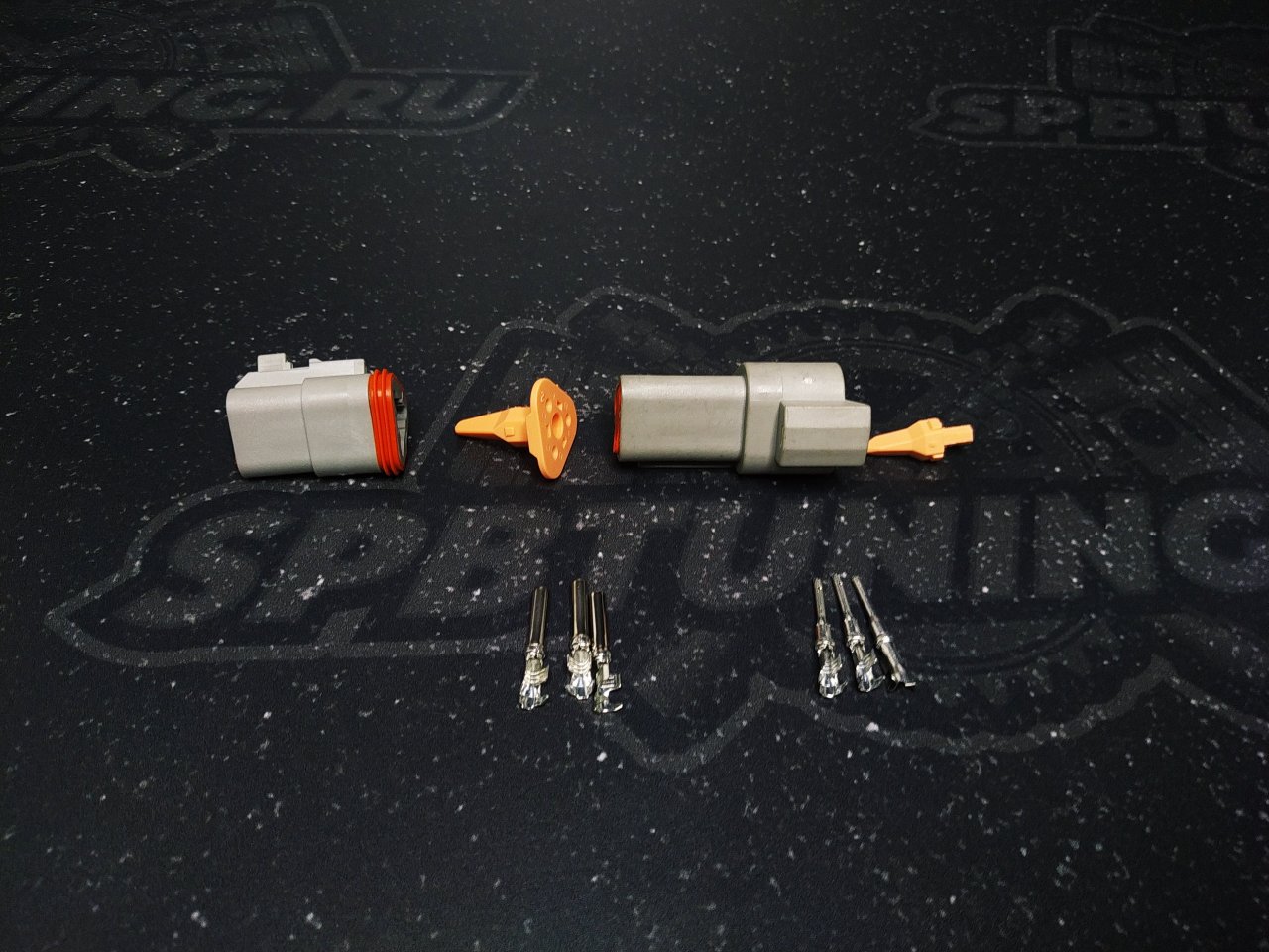 Коннектор папа-мама герметичный серый 3 пина