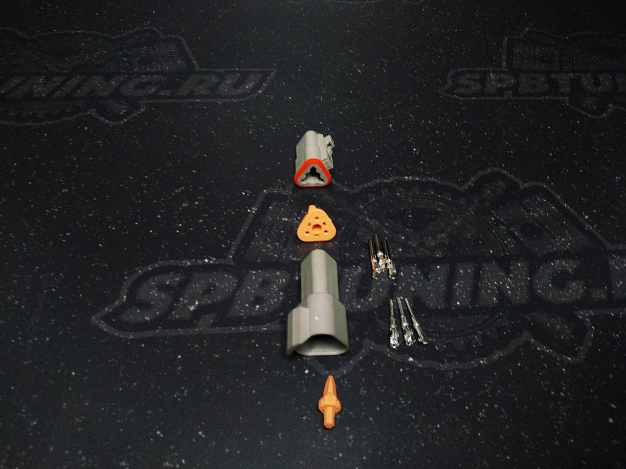 Коннектор папа-мама герметичный серый 3 пина