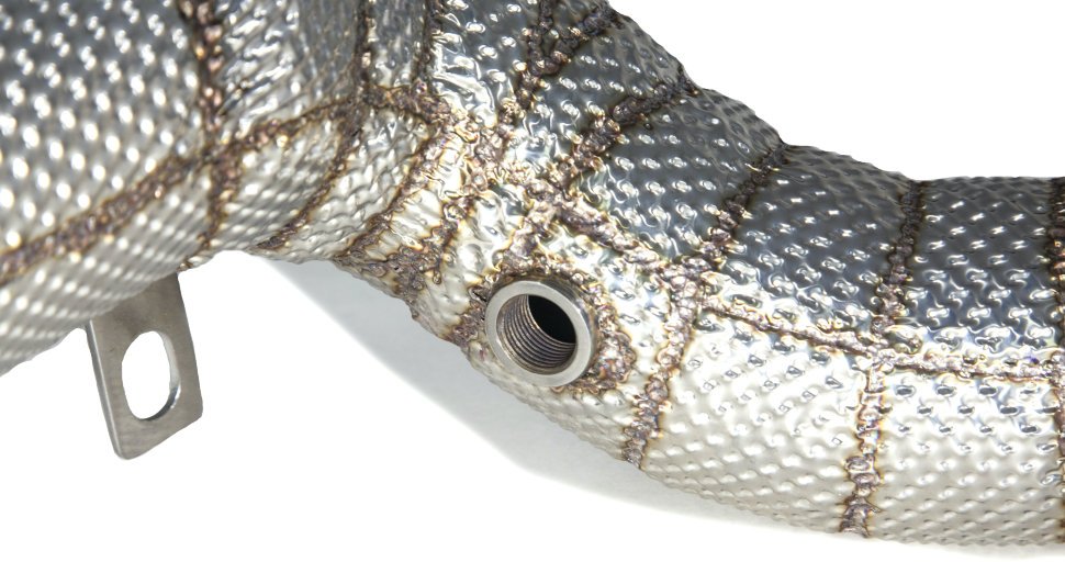 Приемная труба (даунпайп) VW-DP-0223 BlackRock Lab VAG 1.8, 2.0 TSI MQB передний привод, термоэкран