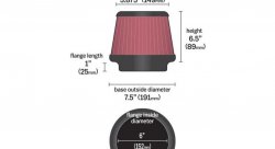 Фильтр нулевого сопротивления универсальный K&N RU-1014   Air Filter