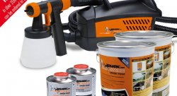 Компрессор для покраски + белая матовая краска (пленка-спрей) 900ml+100ml разбавитель FOLIATEC 20701