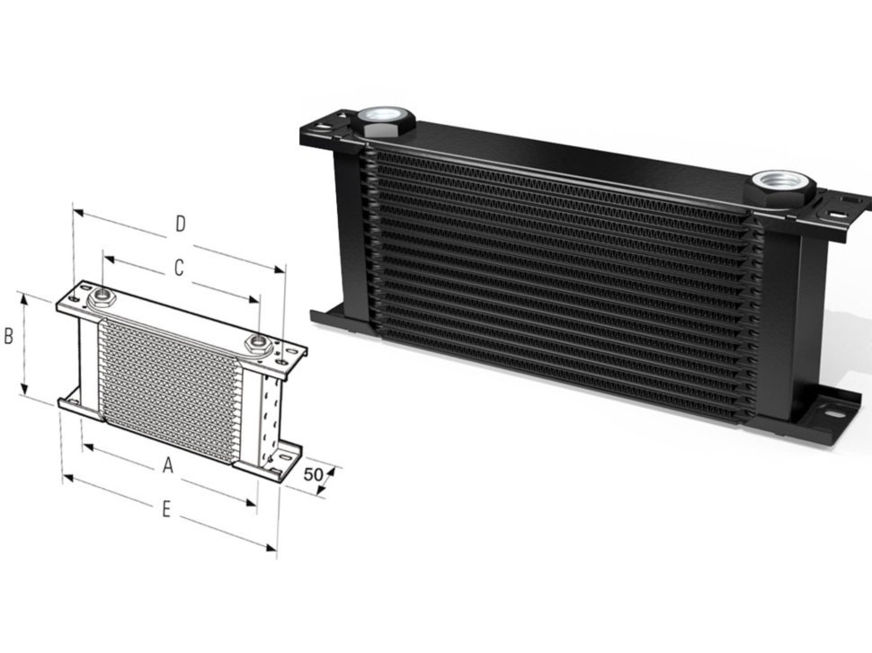 Радиатор масляный 10 рядов; 210 mm ширина; ProLine STD (M22x1,5 выход) Setrab, 50-110-7612