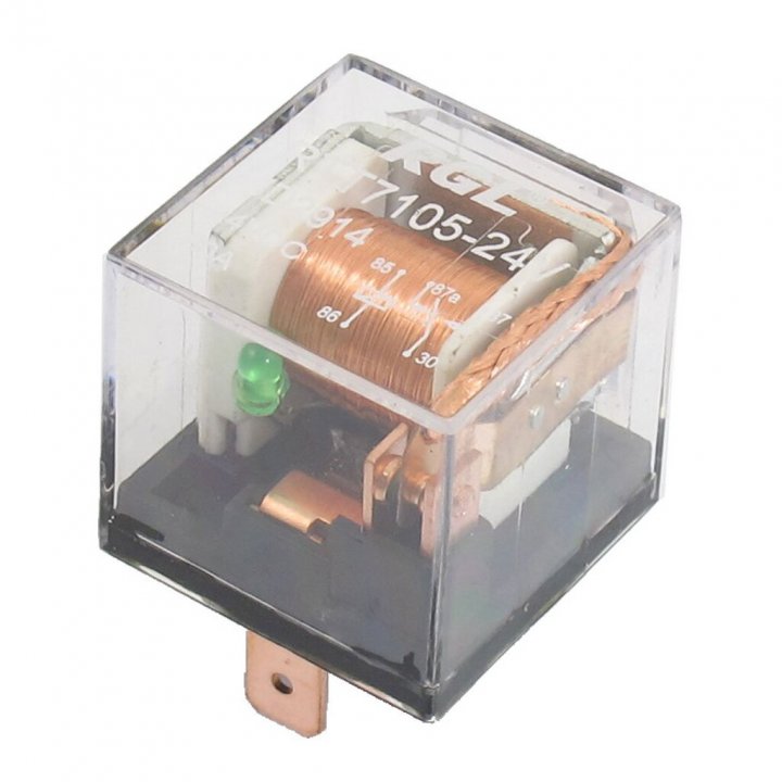 Реле 5-контактное прозрачное с индикатором 80A 12V