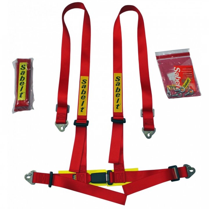 Ремень безопасности тюнинг Sabelt, 4 точки, ЕСЕ, красный