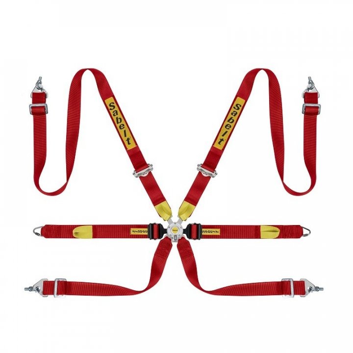 Ремень безопасности спортивный (FIA 8853-2016) Sabelt 6 точек 2", красные