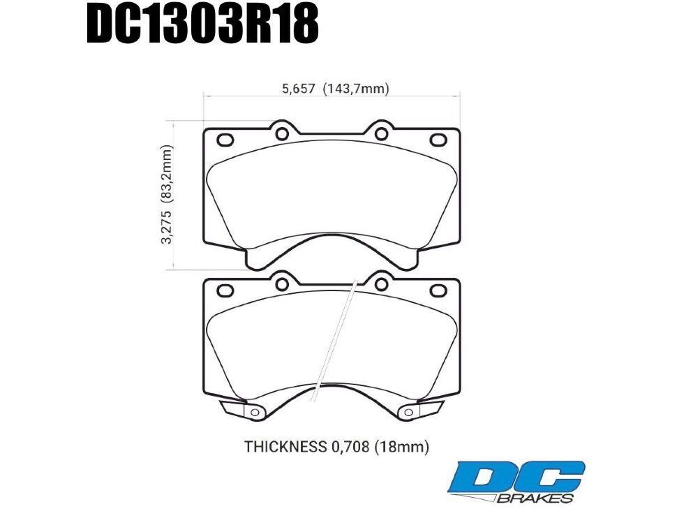 Колодки тормозные DC1303R18 DC Brakes Street HD+, передние LEXUS LX570, LX450D, TOYOTA LC200 Tundra