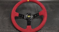 Руль спортивный OMP замша с выносом красная