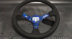 Руль 350 мм, большой вылет, замша, черная нить, &quot;MM&quot; Mad Mike Formula Drift, синий