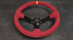 Руль спортивный OMP замша с выносом красная