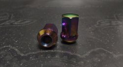Гайки колесные M12X1,5 высота 35 мм, под ключ 19мм, Радужный Титан Хром 