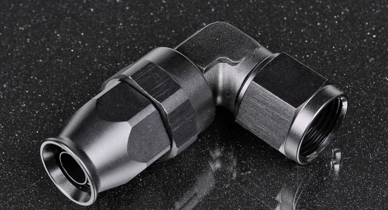 Фитинг AN8 90° под тефлоновый шланг PTFE, усиленный - короткий