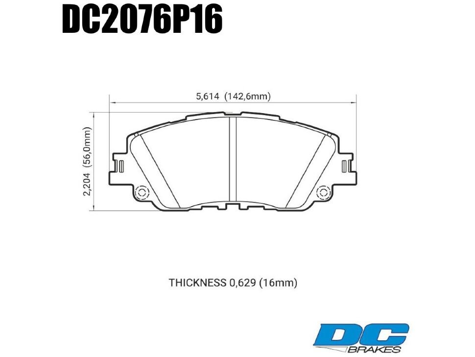 Колодки тормозные DC2076P16 DC Brakes Street STR.S+, перед TOYOTA CAMRY V70 2017-> LEXUS ES 2018->