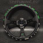 Руль спортивный Vertex 1996 с выносом экокожа с перфорацией (зеленый)