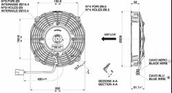 Вентилятор охлаждения SPAL универсальный 7" (190 мм) 12V 690 м³/ч (ТОЛКАЮЩИЙ)