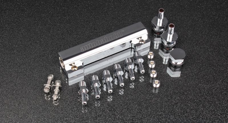 Пневмо разветвитель, алюминиевый, хром (Vacuum / Boost Block) AUTOBAHN88 