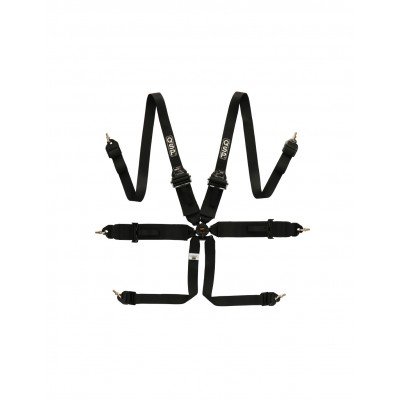 Ремни безопасности QSP FHR Touring 3*3/2" алюм. регуляторы, 6-ти точечные, черные (с омологацией)