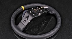 Руль NRG 350 мм, большой вылет, кожа, черная нить