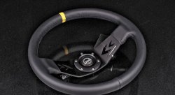 Руль NRG 350 мм, большой вылет, кожа, черная нить