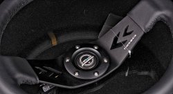 Руль NRG 350 мм, большой вылет, кожа, черная нить