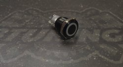 Кнопка черная без фиксации водонепроницаемая 12В 3А - белая подсветка