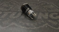 Кнопка черная без фиксации водонепроницаемая 12В 3А - белая подсветка