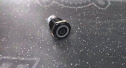 Кнопка черная без фиксации водонепроницаемая 12В 3А - белая подсветка