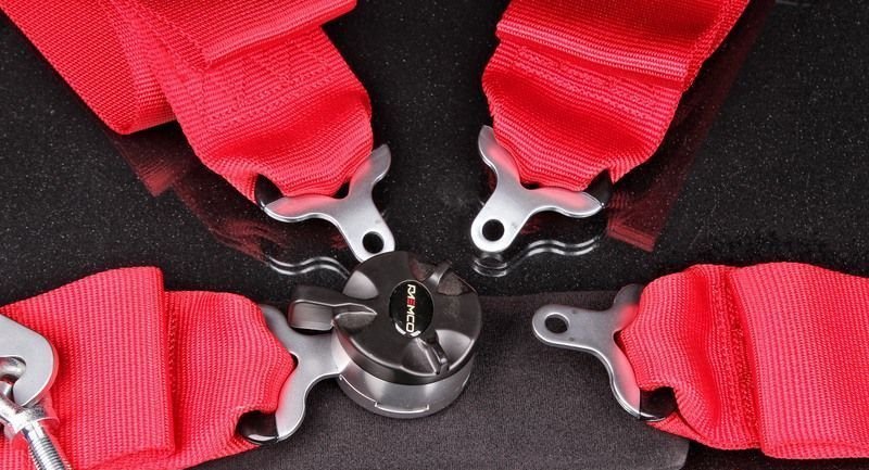 Ремни 4-х точечные, 3"+2" красный