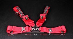 Ремни 4-х точечные, 3"+2" красный