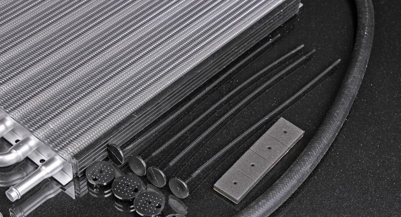 Радиатор масляный для трансмиссии, вход/выход под шланг 10мм, 8 рядов 