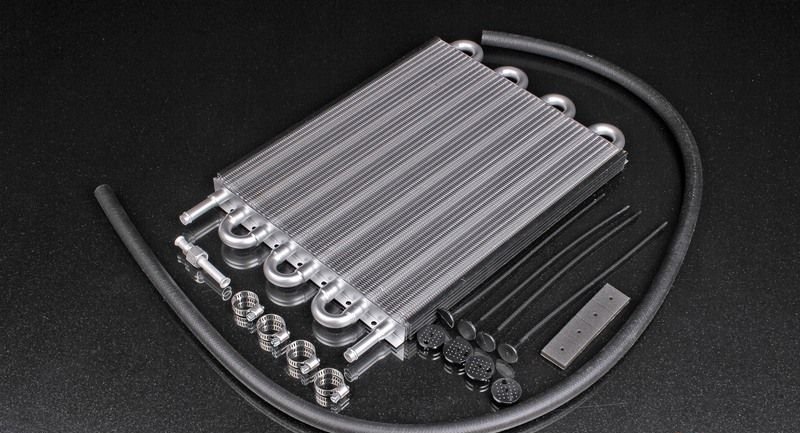 Радиатор масляный для трансмиссии, вход/выход под шланг 10мм, 8 рядов 