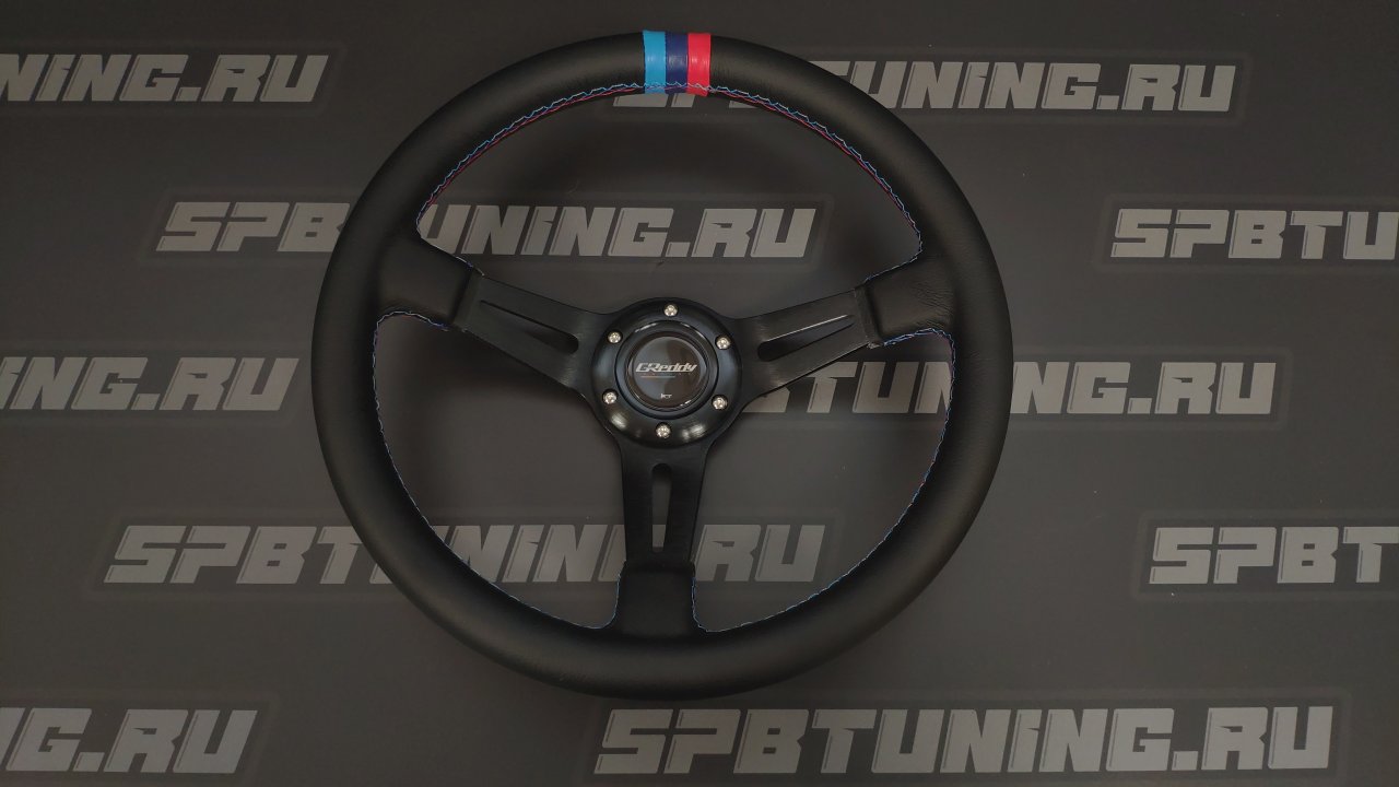 Руль спортивный Greddy с выносом экокожа без перфорации