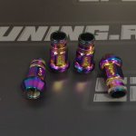 TPI гайки спортивные стальные 45мм М12*1.25 4шт c насечкой радуга