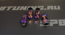 TPI гайки спортивные стальные 45мм М12*1.25 4шт c насечкой радуга