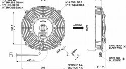 Вентилятор охлаждения SPAL универсальный 7" (190 мм) 12V 620 м³/ч (ВТЯГИВАЮЩИЙ)