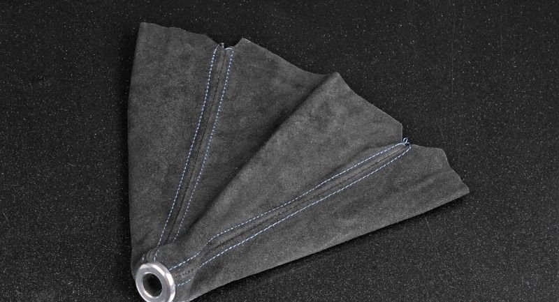 Чехол КПП, синяя строчка, замша 