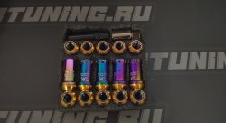 Гайки колесные M12*1.25 высота 45мм, комплект 20 шт.+ ключ, радужные