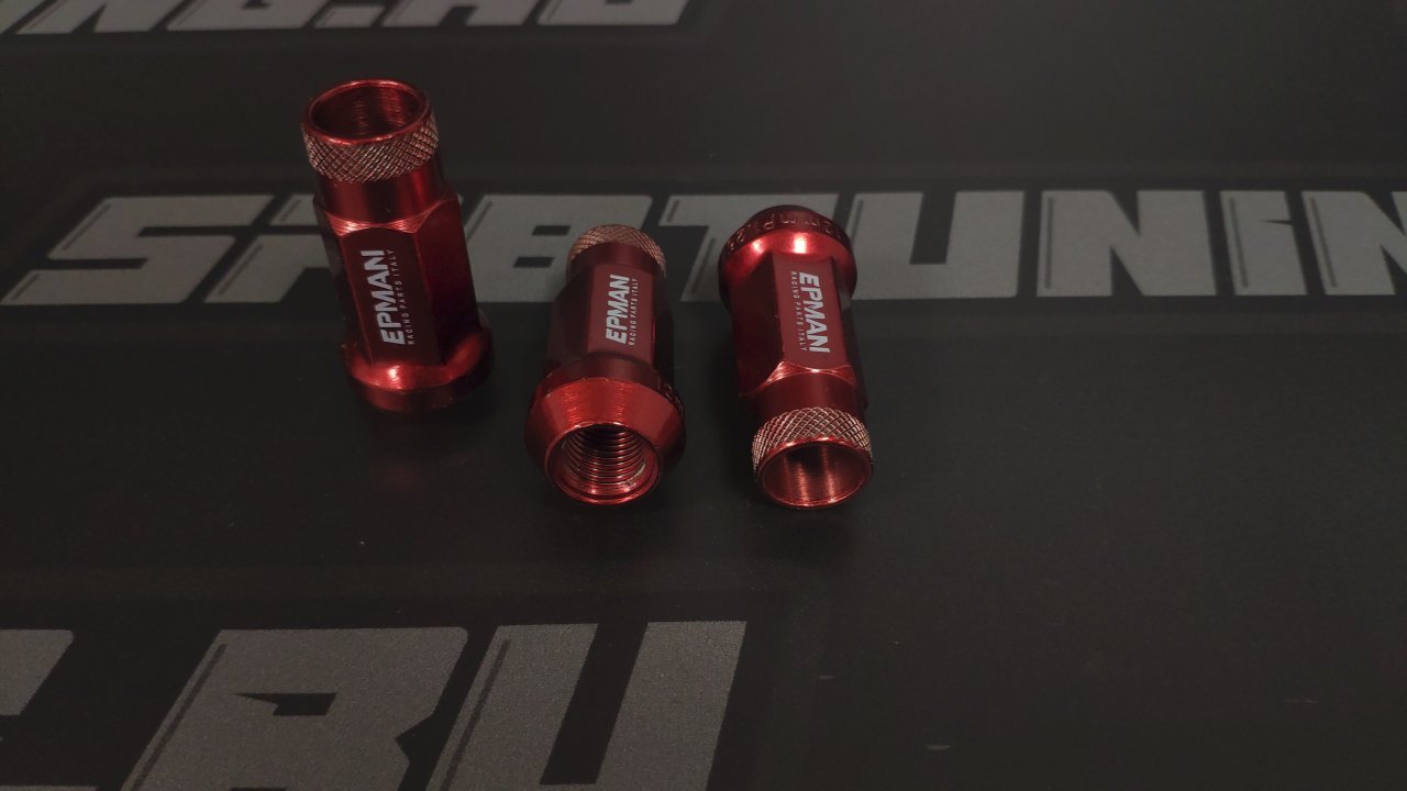 Гайки колесные М12*1,5 стальные, комплект 20шт (Красный)